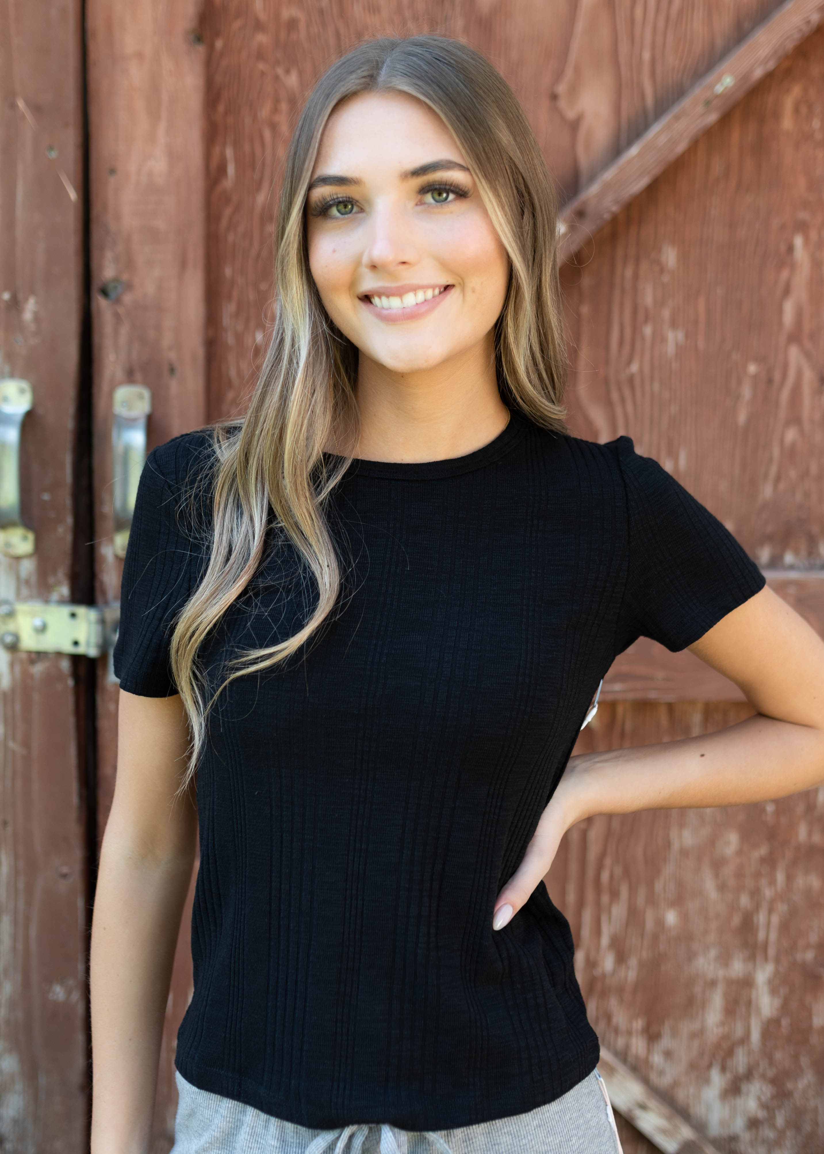 Anabella Black Ribbed Top | Lena Layne