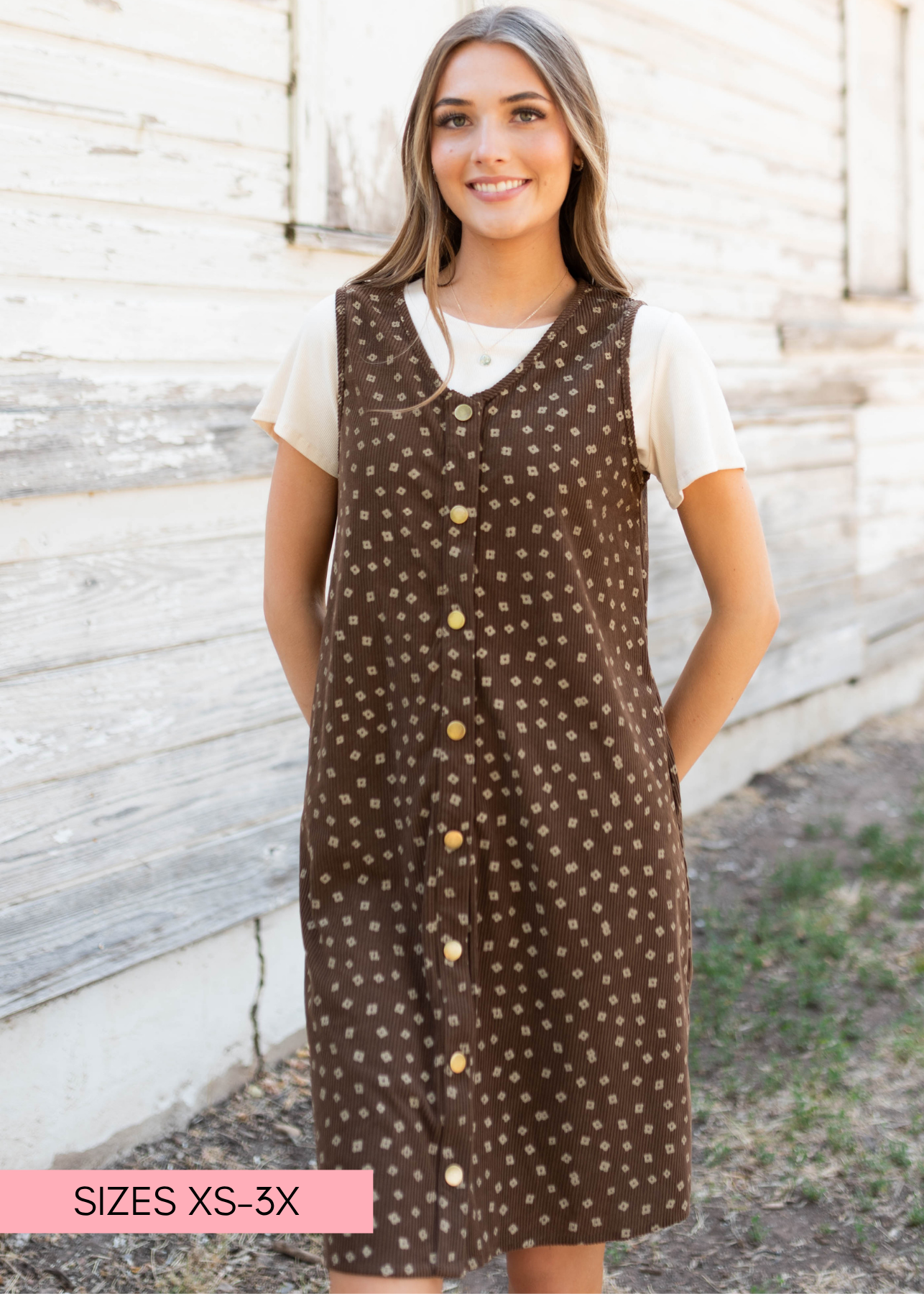 Coco Brown Floral Jumper Mini Dress