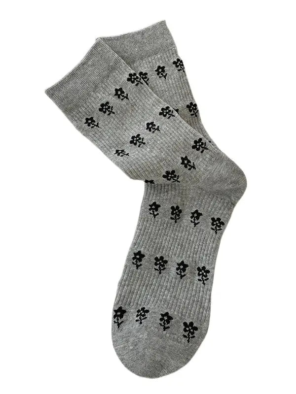 Nia Grey Floral Socks