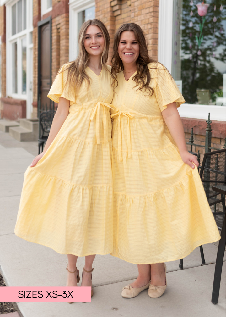 Melanie Butter Yellow Tiered Dress | Lena Layne Exclusive