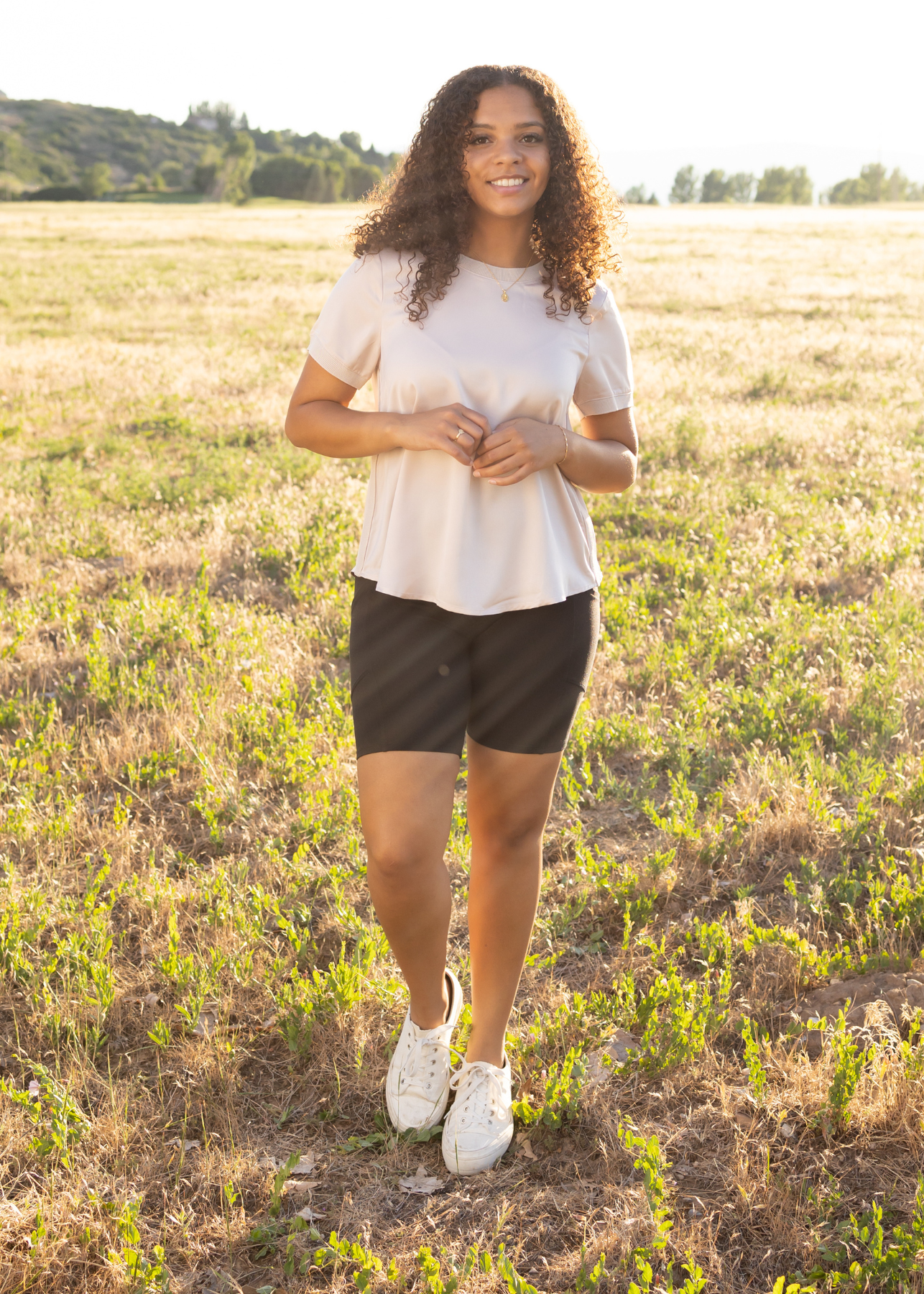 Short sleeve blush top