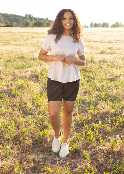 Short sleeve blush top
