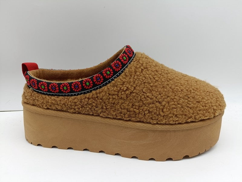 Maycee Camel Sherpa Clogs