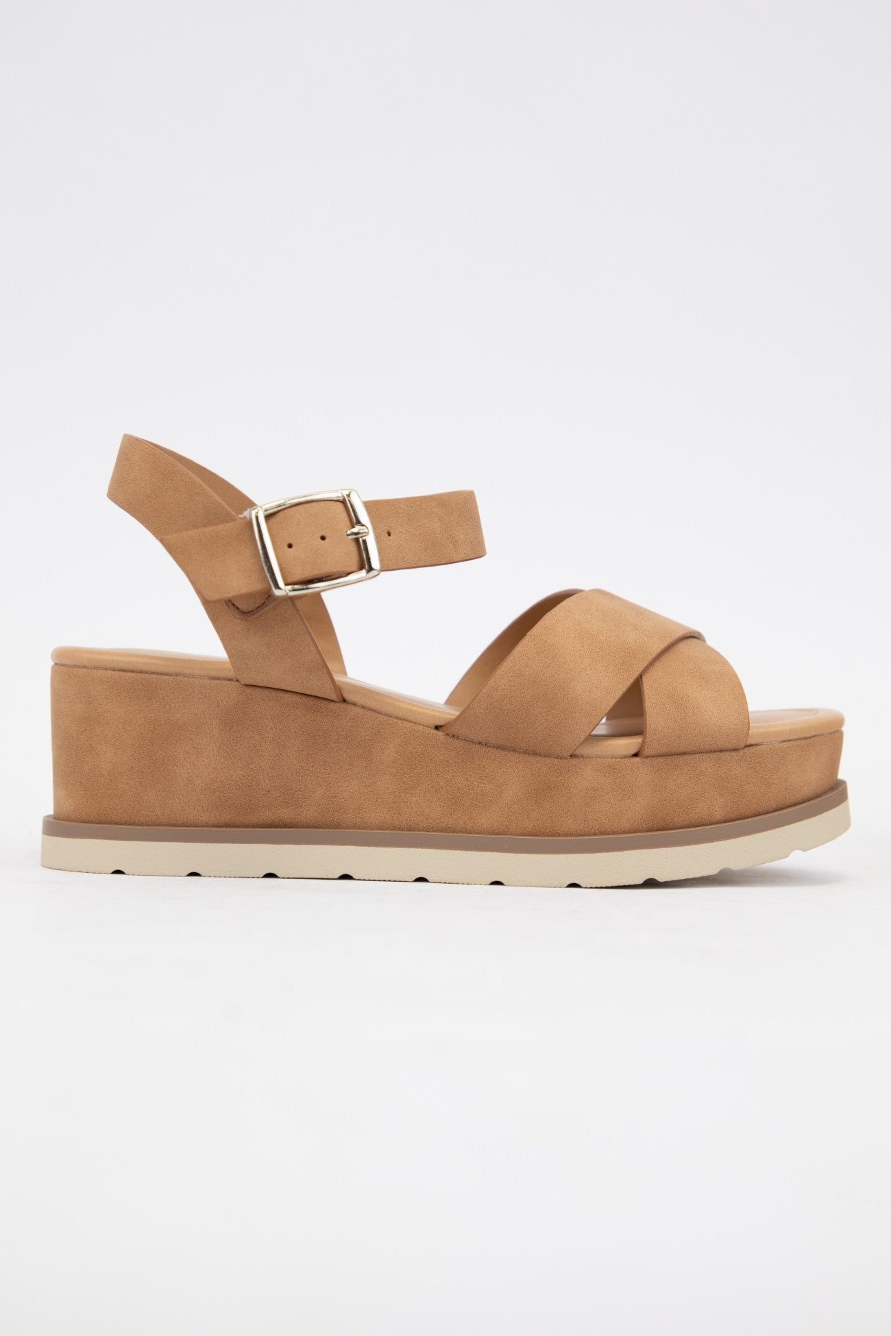 Clever Tan Strap Platform