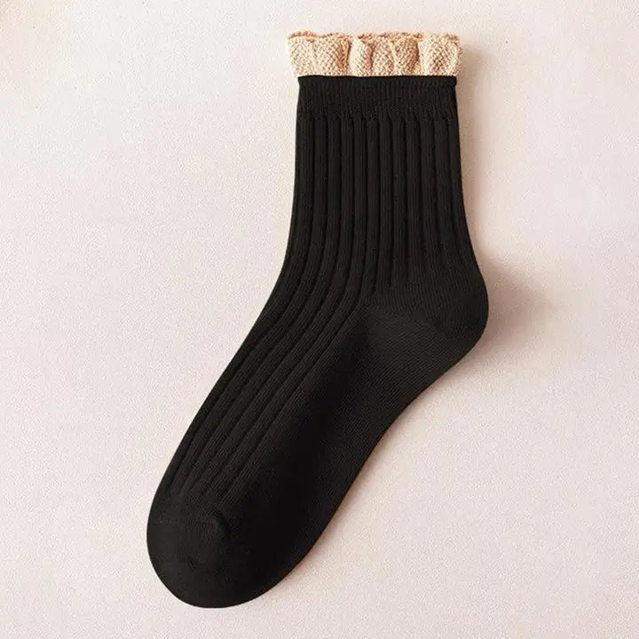 Renee Black Ruffle Socks