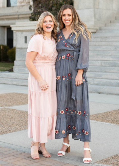 Savanna Charcoal Floral Wrap Dress