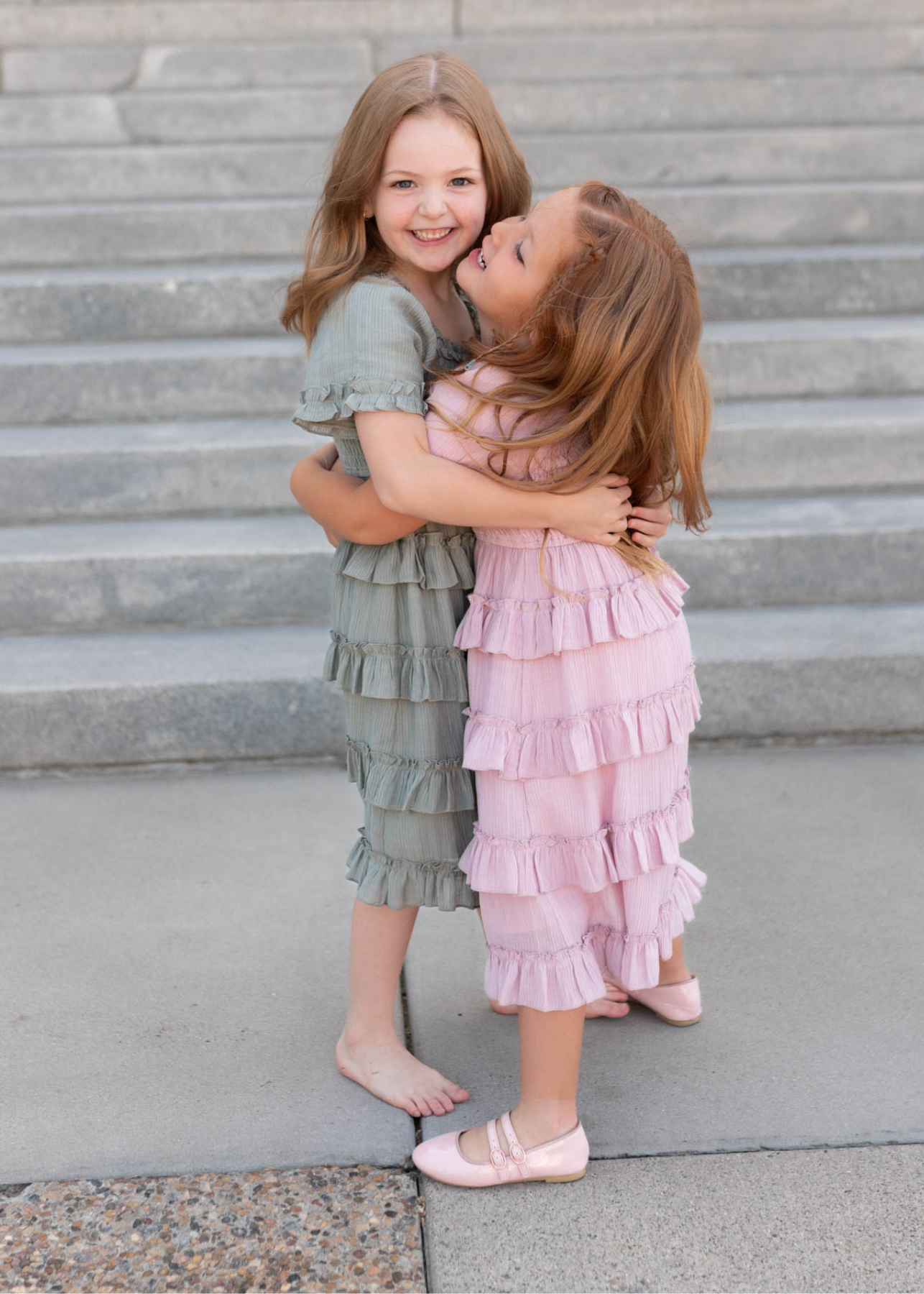 Korin Sage Ruffle Tiered Little Girl Dress