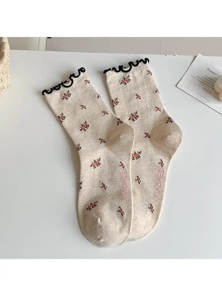 Christian Beige Floral Socks