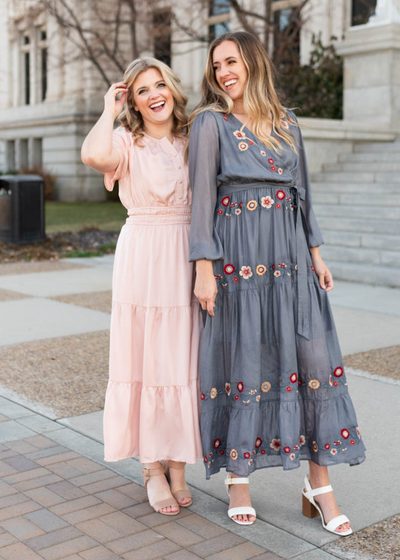 Savanna Charcoal Floral Wrap Dress