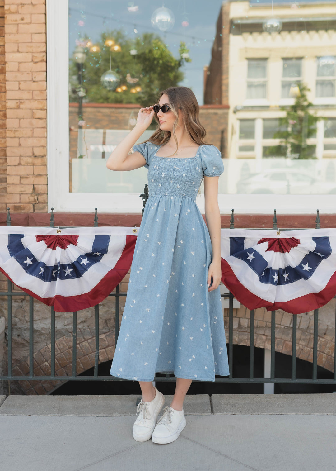 Abbie Chambray Floral Dress | Lena Layne