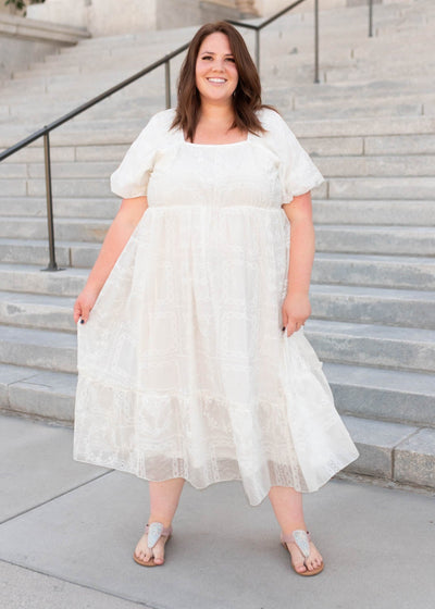 Short sleeve white embroidered dress