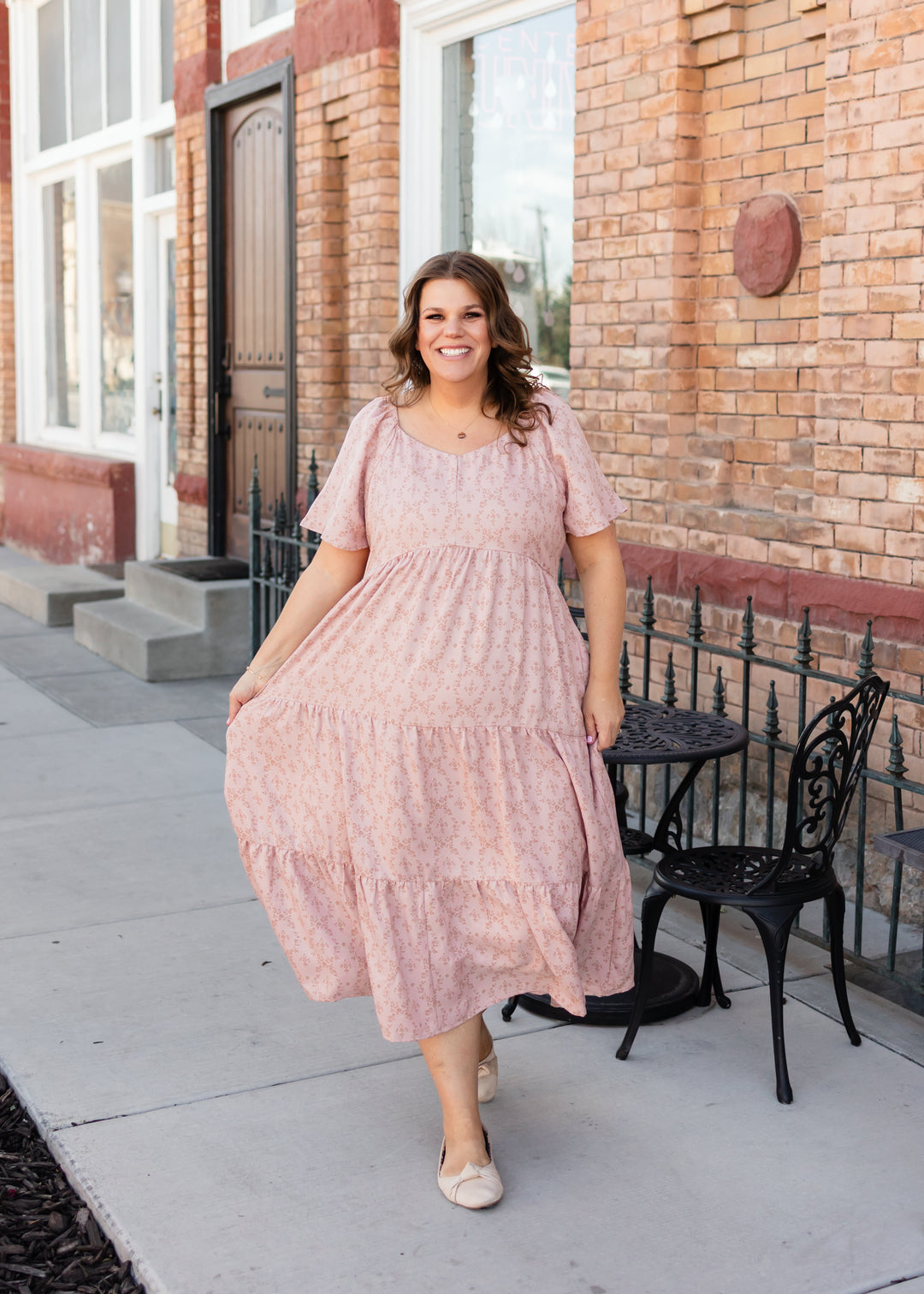 Abigail Dusty Rose Floral Tiered Dress | Lena Layne