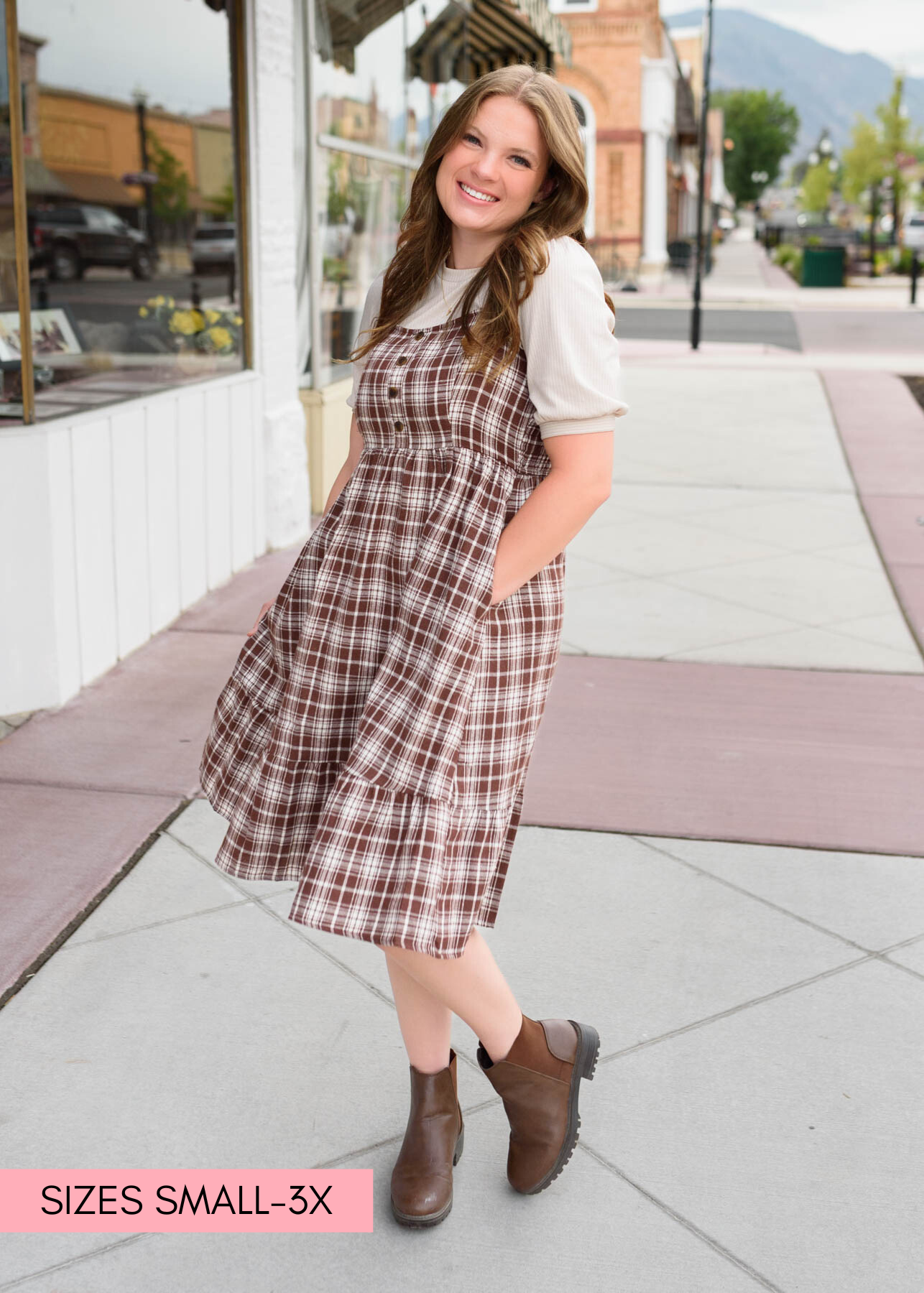 Abigail Plaid Overall Dress