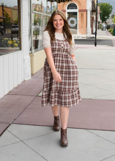 Abigail Plaid Overall Dress
