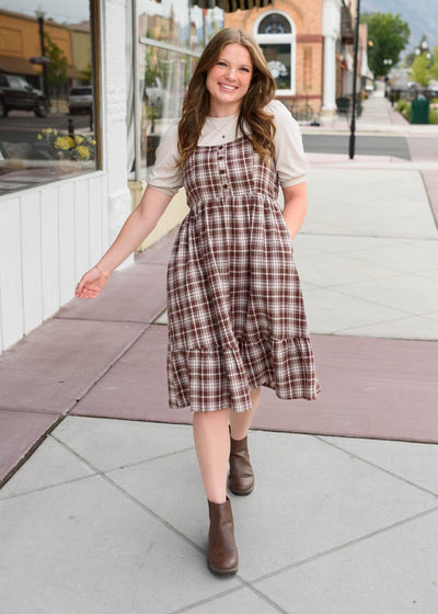 Abigail Plaid Overall Dress