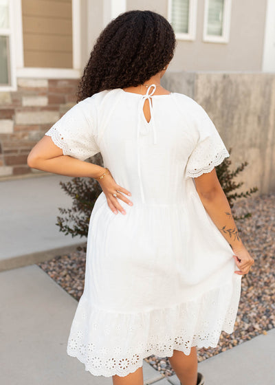 Ada Ivory Eyelet Sleeve Dress