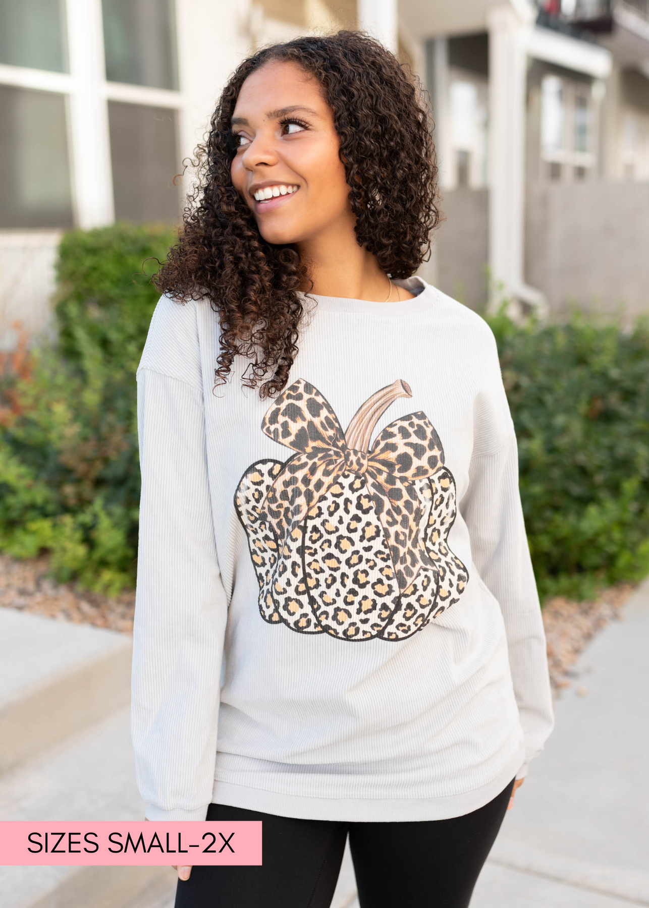Adalynn Grey Pumpkin Corduroy Pullover
