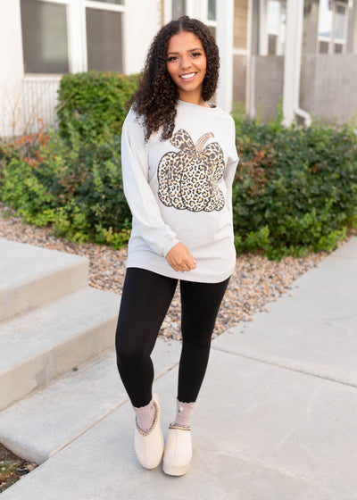 Adalynn Grey Pumpkin Corduroy Pullover