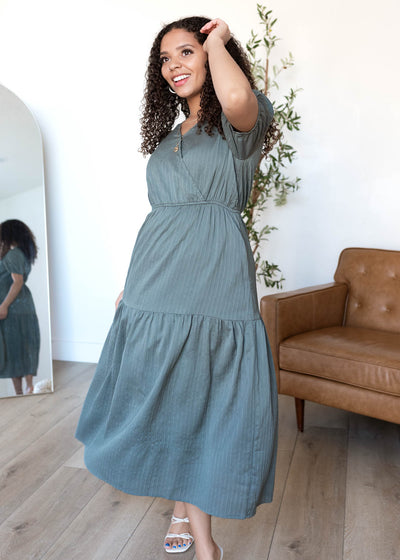 Addee Olive Tiered Dress