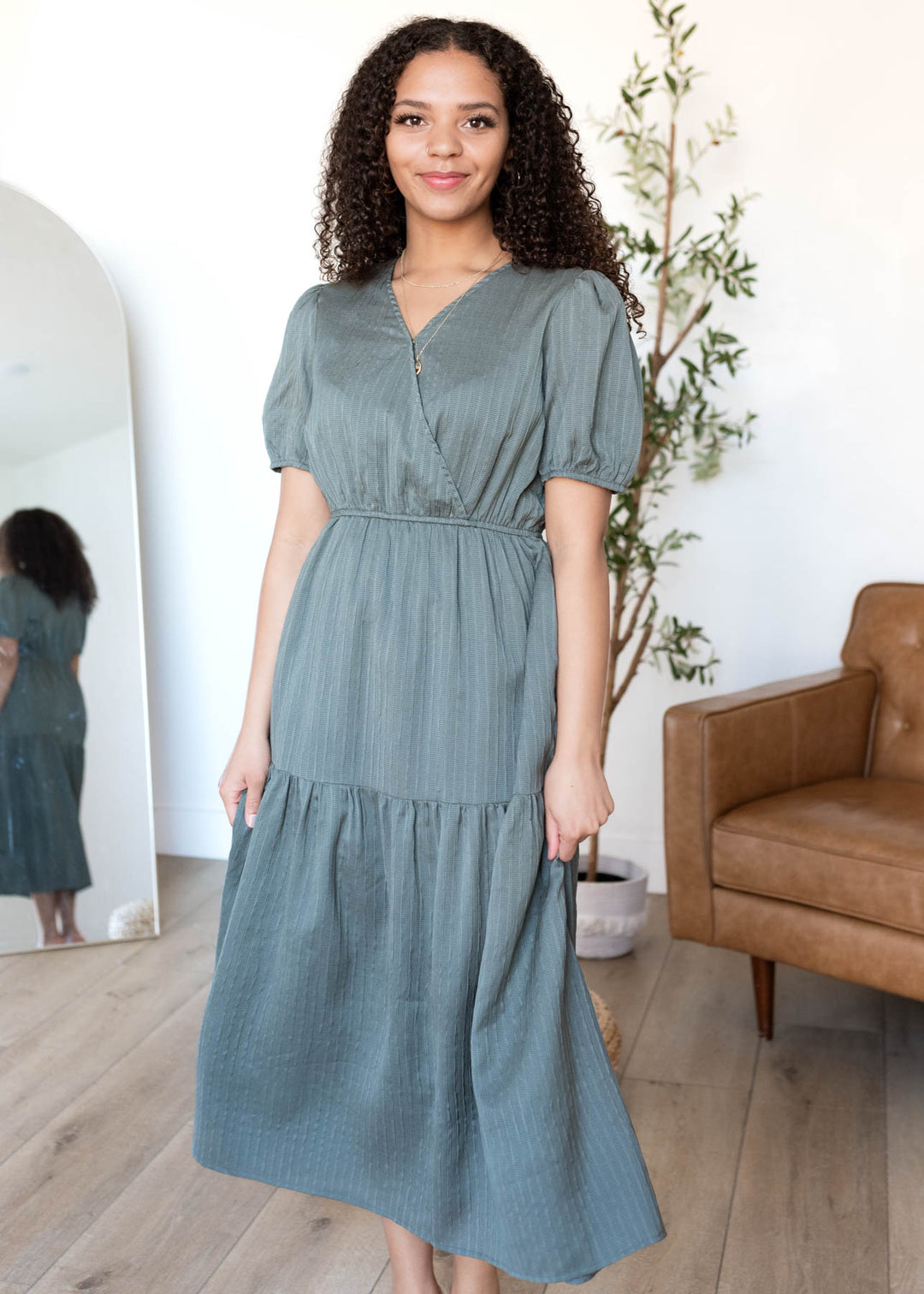 Addee Olive Tiered Dress – Lena Layne
