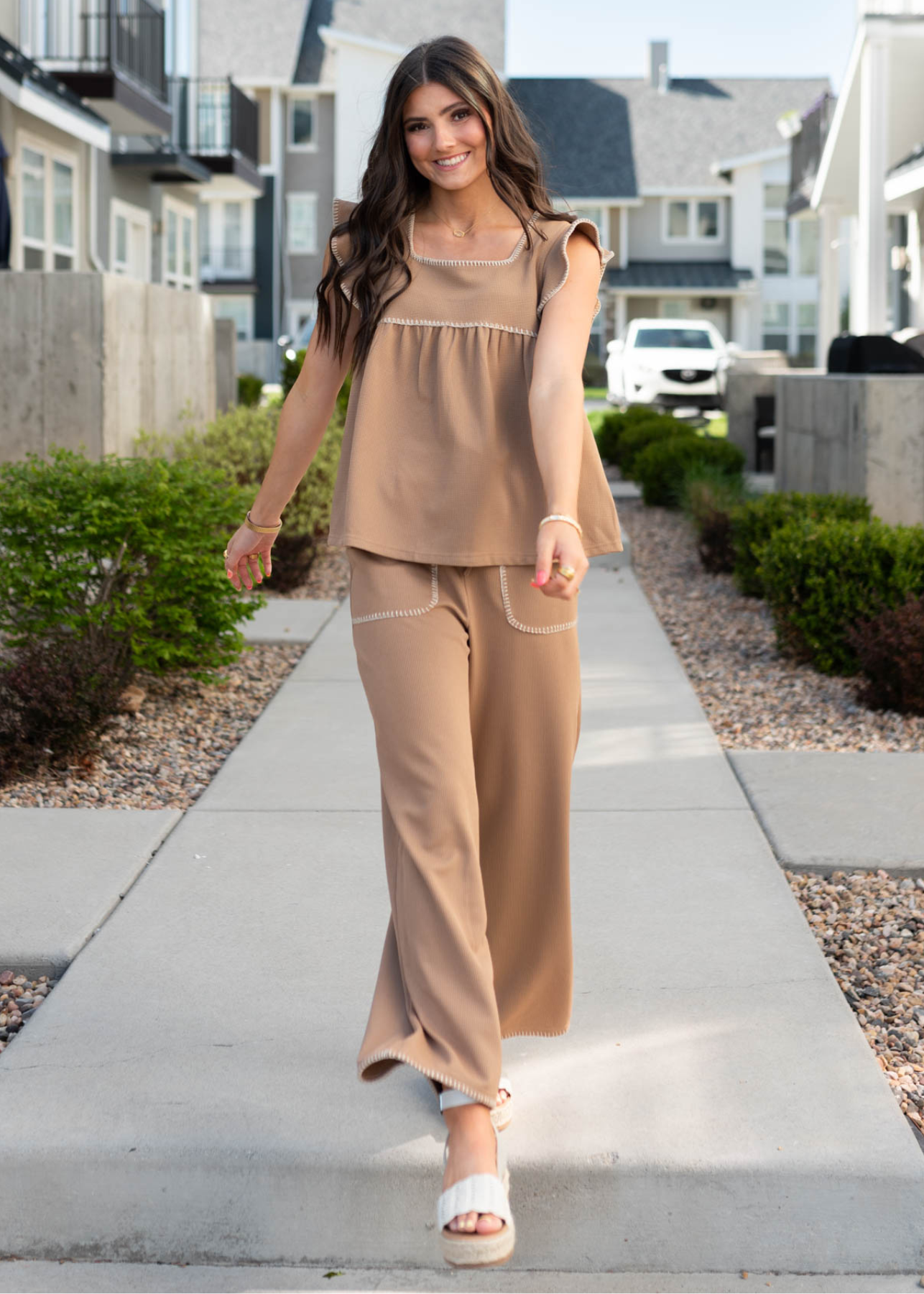 Brown waffle knit bottoms