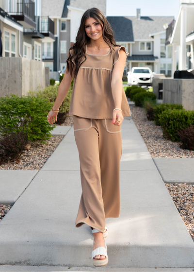 Brown waffle knit bottoms