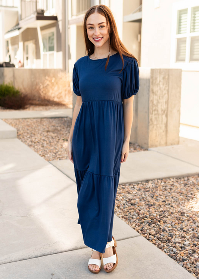Navy tiered dress