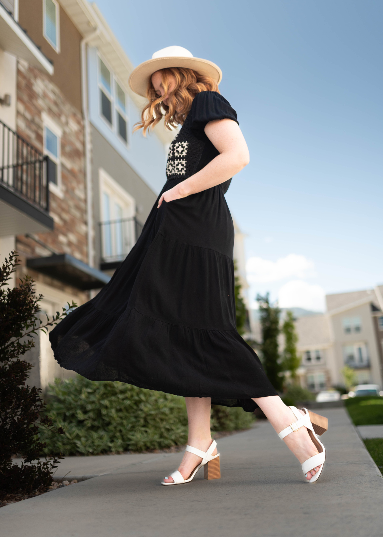 Side view of a black dress