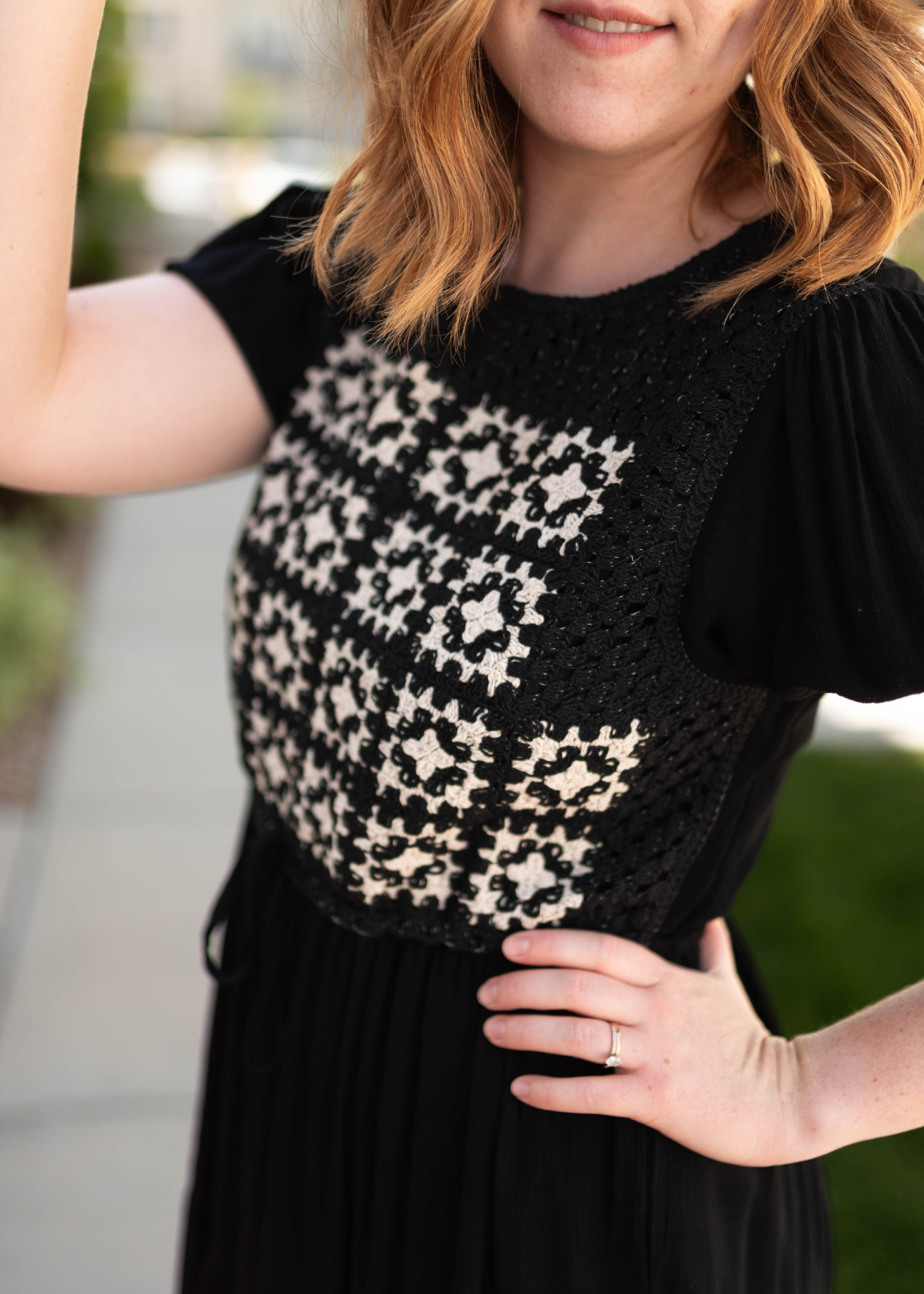 Bodice of a black dress