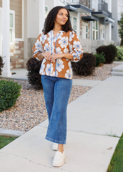 Agnes Cinnamon Floral Top