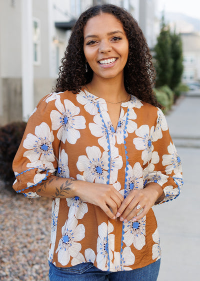 Agnes Cinnamon Floral Top