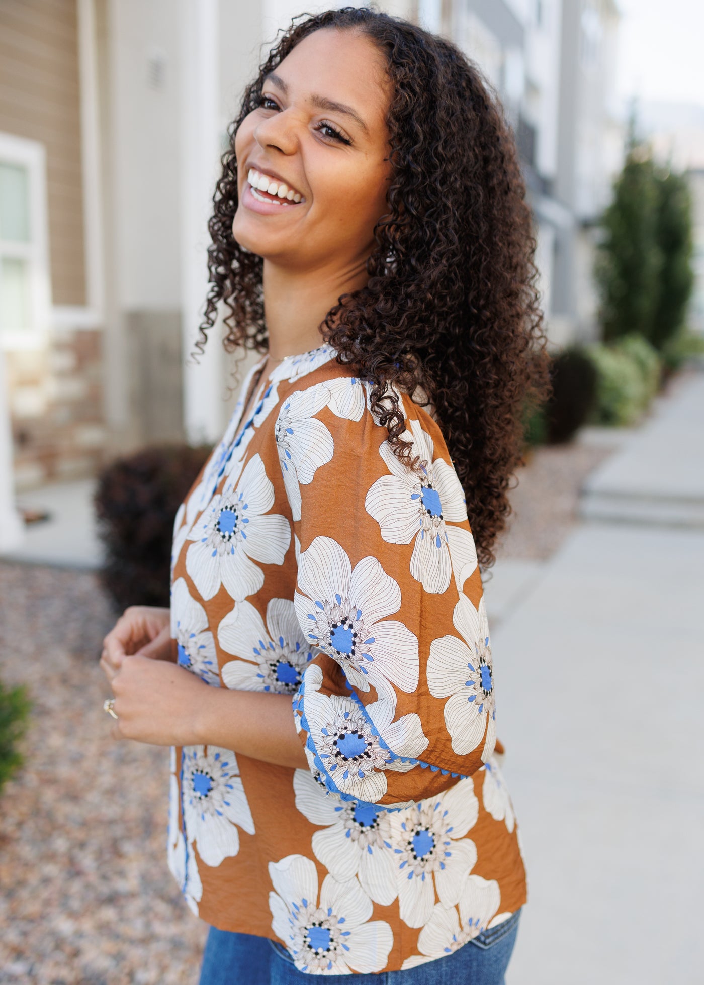Agnes Cinnamon Floral Top
