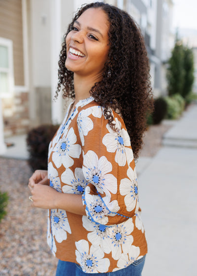 Agnes Cinnamon Floral Top