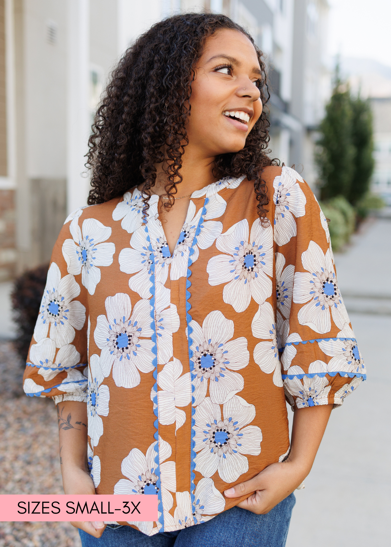 Agnes Cinnamon Floral Top