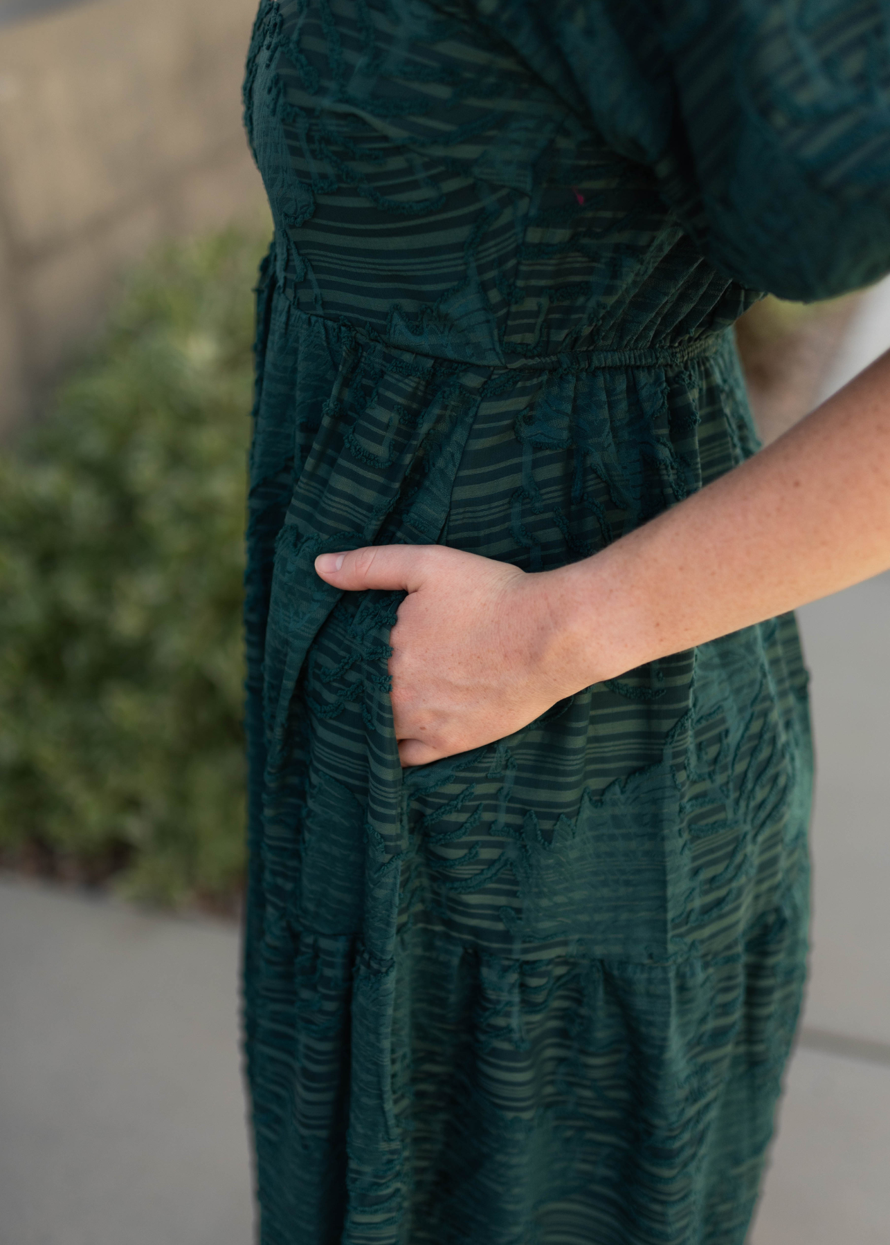 Emerald dress with pockets