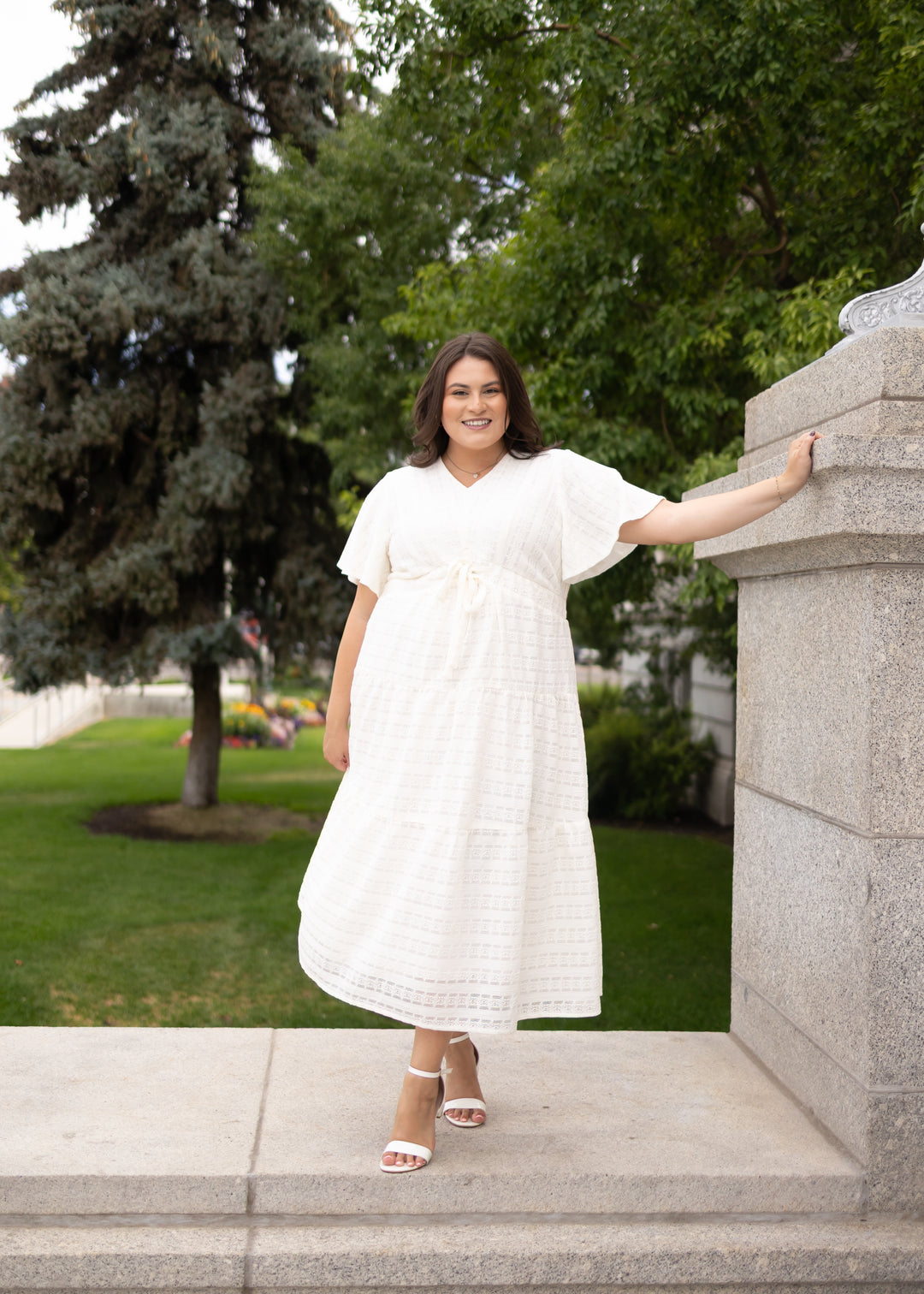 lena mini dress - ivory Alana Ivory Textured Tie Dress - Elegant Dress