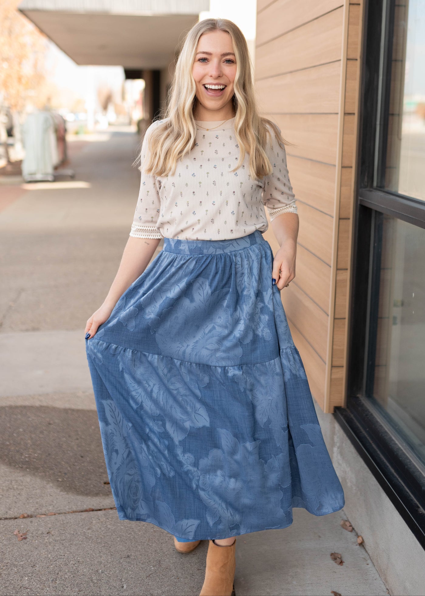Alex Chambray Tiered Skirt