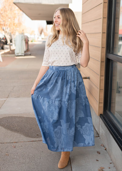 Alex Chambray Tiered Skirt