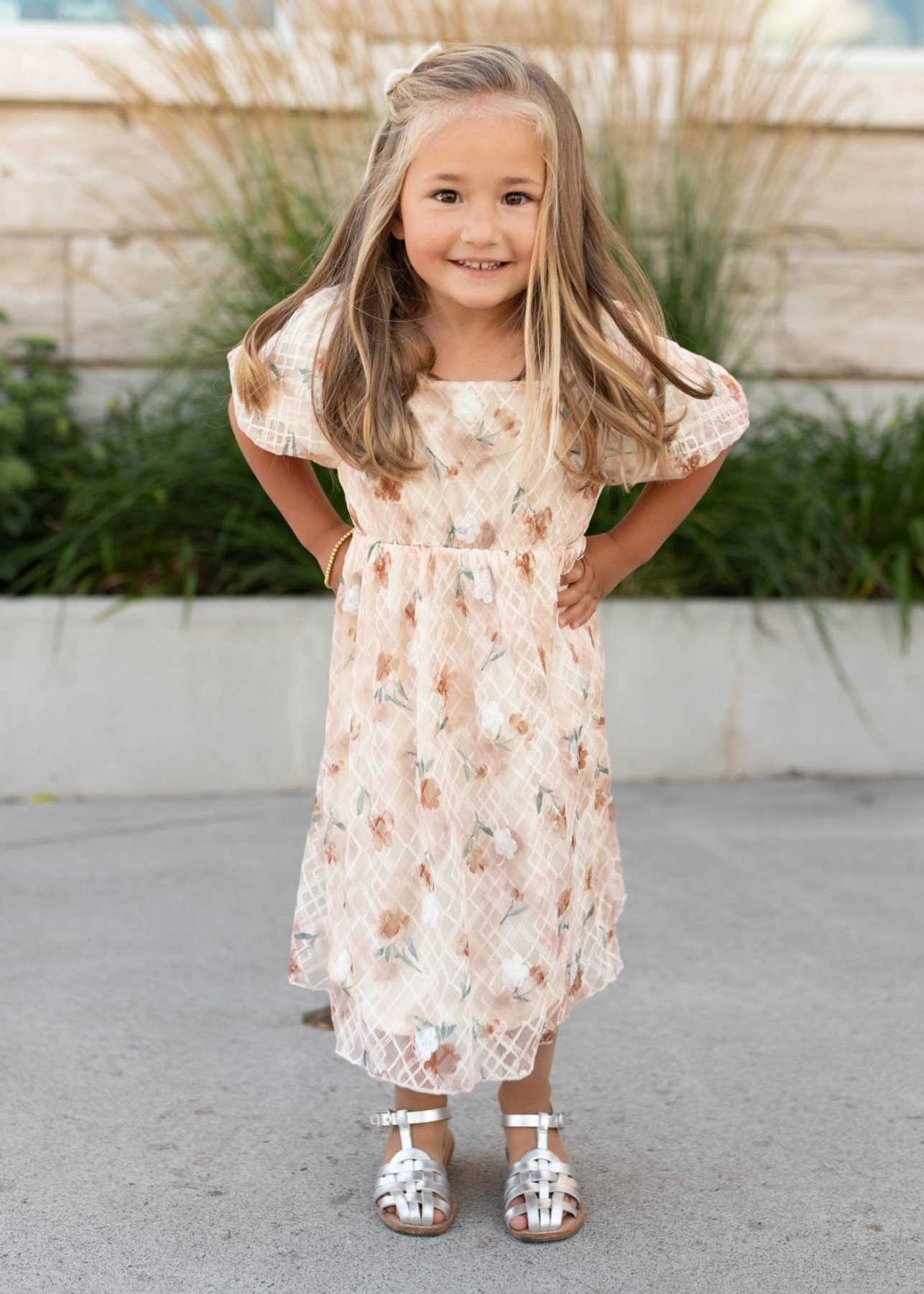 Floral lace little girls dress