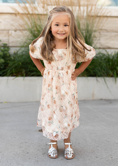 Floral lace little girls dress