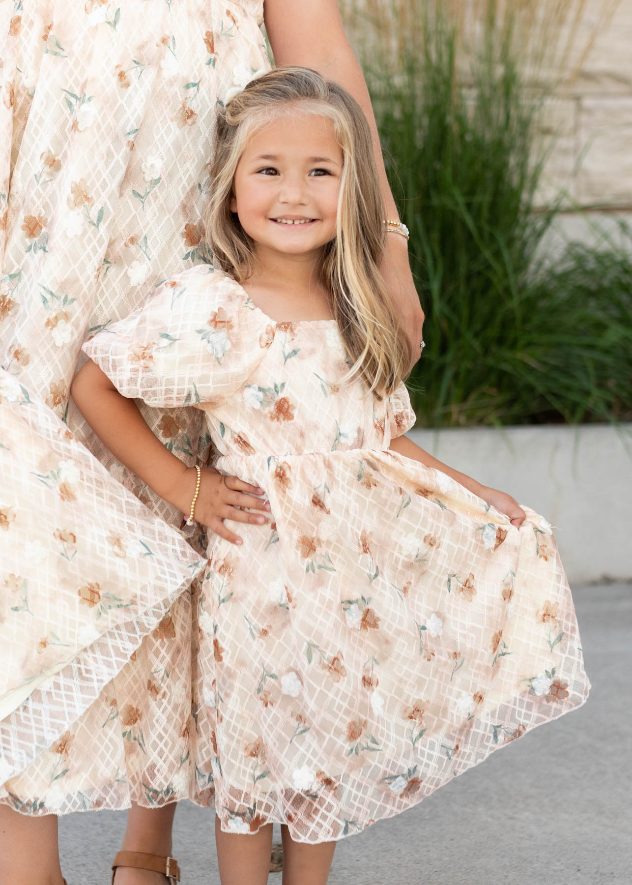 Mommy and me Lena & Lou modest floral lace little girls dress