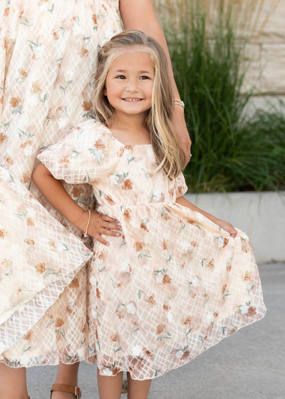 Mommy and me Lena & Lou modest floral lace little girls dress
