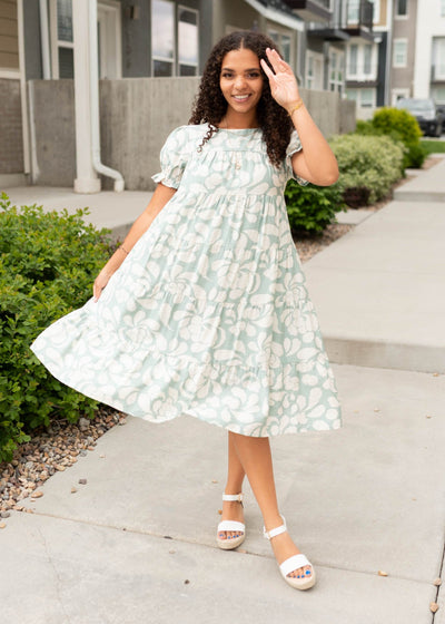 Sage floral dress