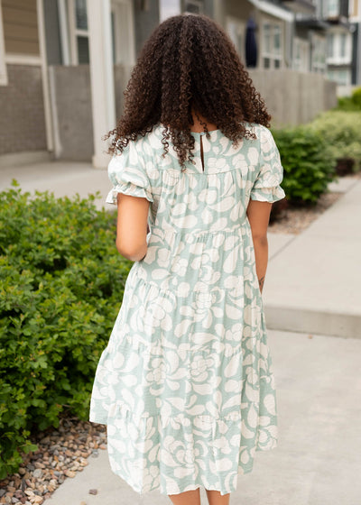 Back view of the sage floral dress