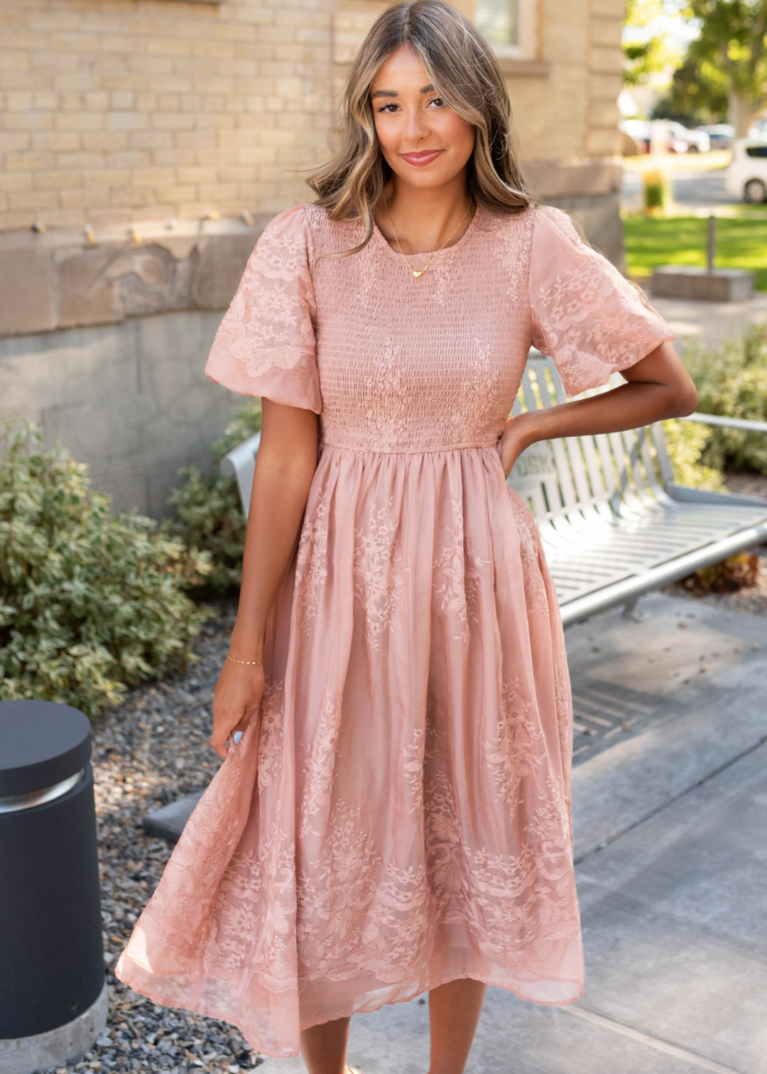 Alyanna Dusty Pink Embroidered Dress Tea N Rose – My Sister's Closet