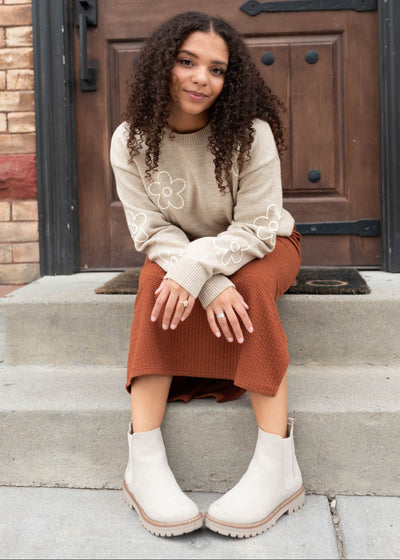 Amara Taupe Floral Sweater