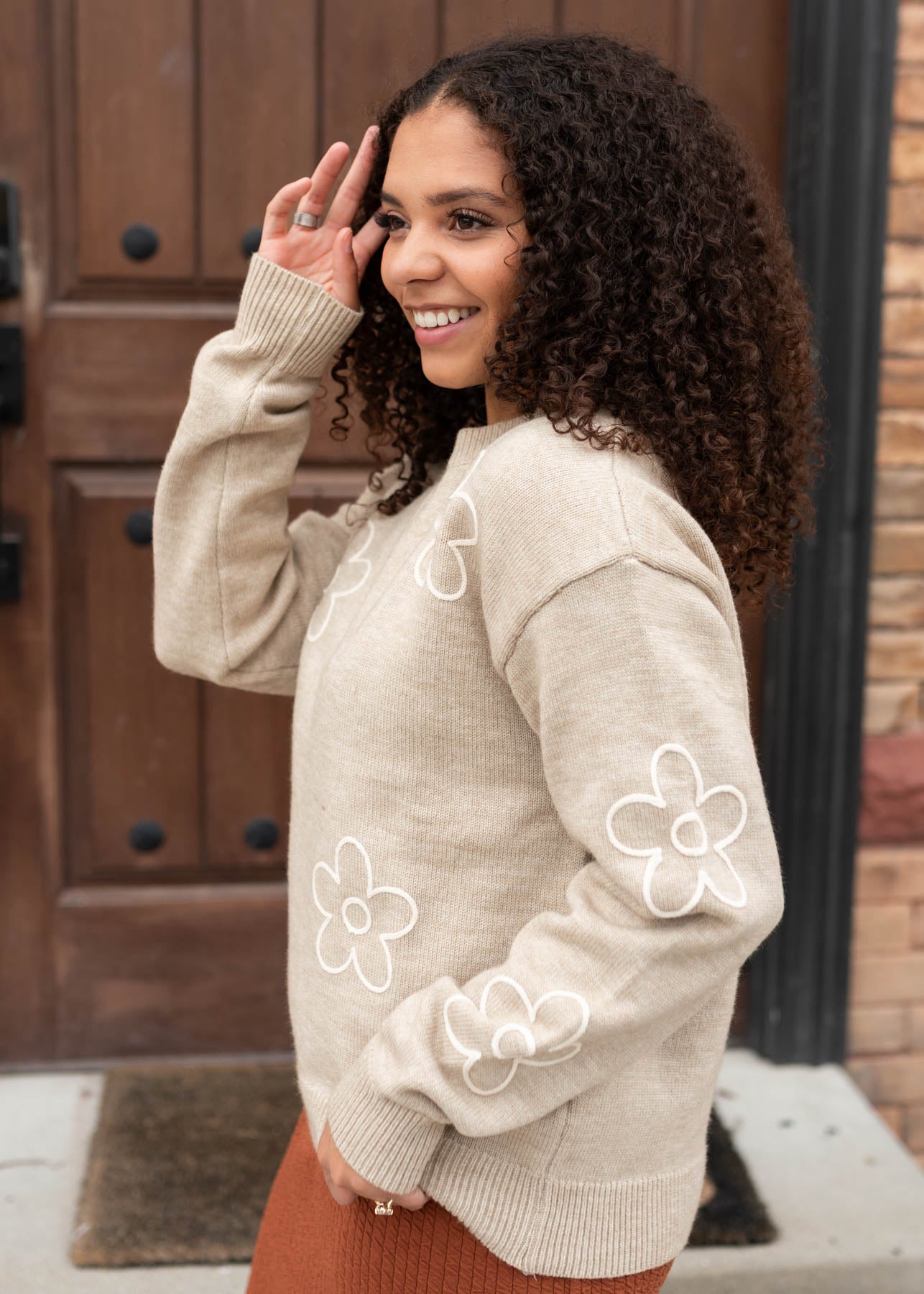 Amara Taupe Floral Sweater