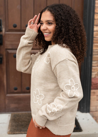 Amara Taupe Floral Sweater