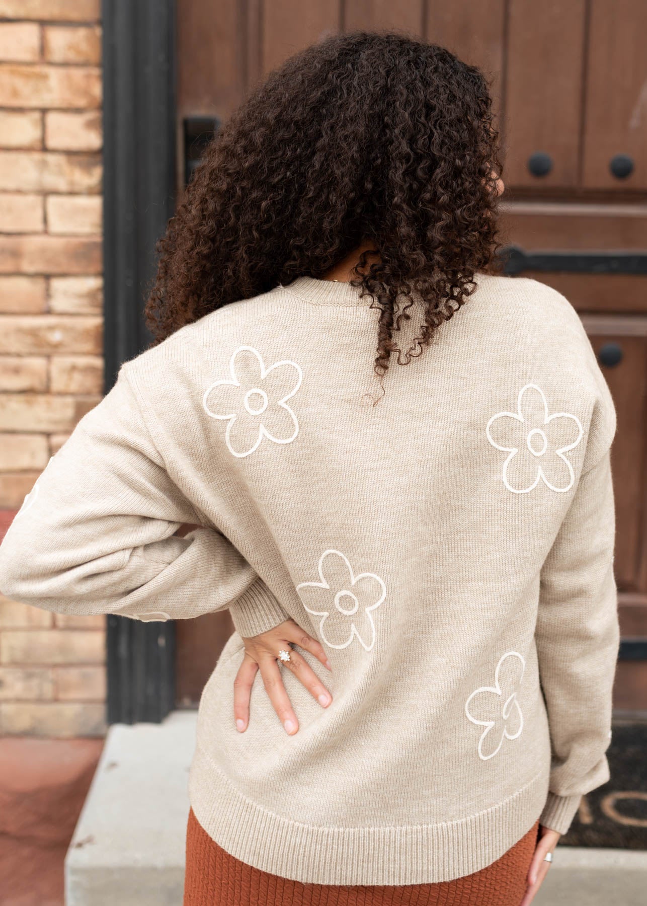Amara Taupe Floral Sweater