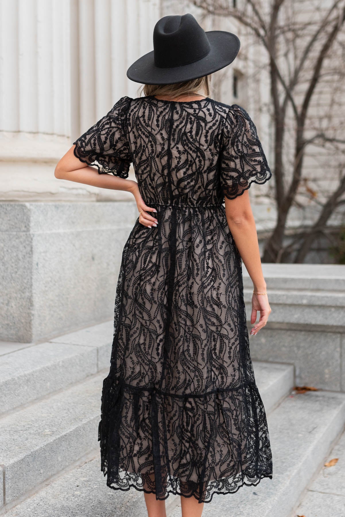 Back view of a black dress